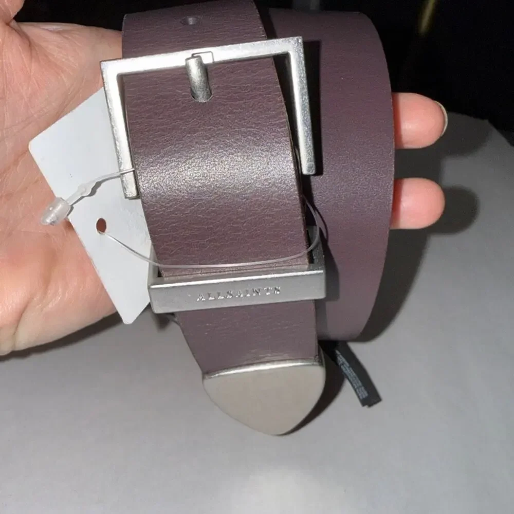 Allsaints men’s oxblood red antique nickel 3 piece belt set size small. NWT
